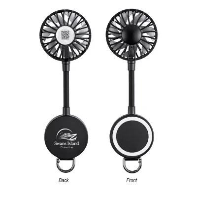 Rechargeable phone fan in black with a magnetic back