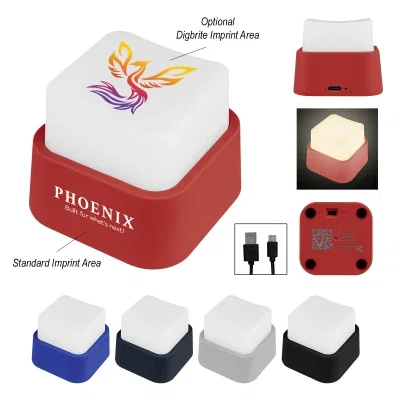 Rechargeable mini night light in a small square housing