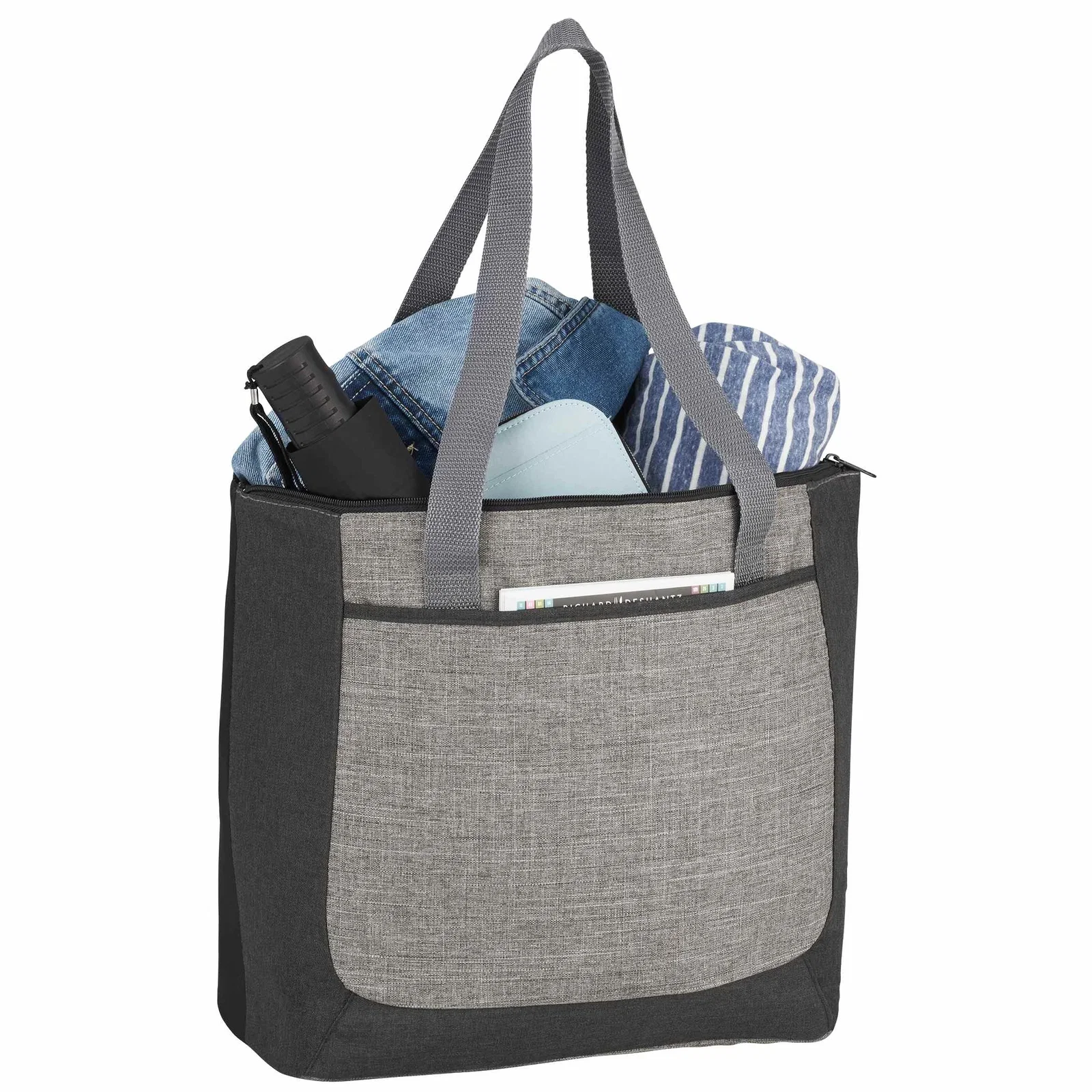 Custom Reclaim Two-Tone Recycled Zippered Tote — view 12