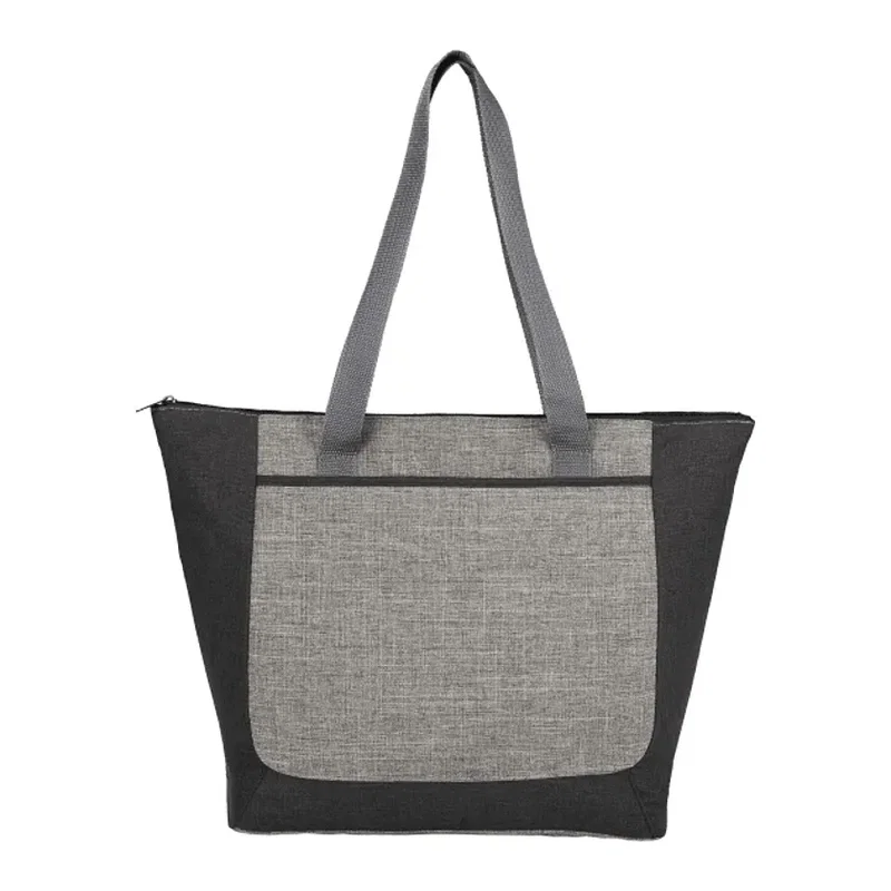 Custom Reclaim Two-Tone Recycled Zippered Tote — view 4