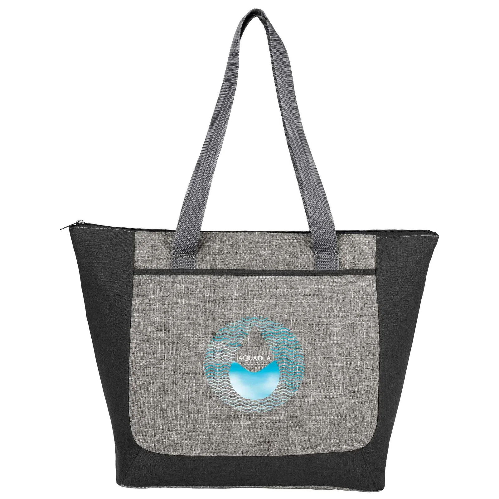 Custom Reclaim Two-Tone Recycled Zippered Tote — view 9