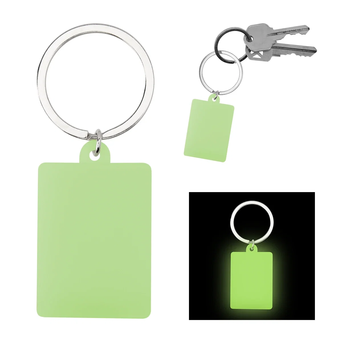 Complete rectangular keychain shown from top to bottom