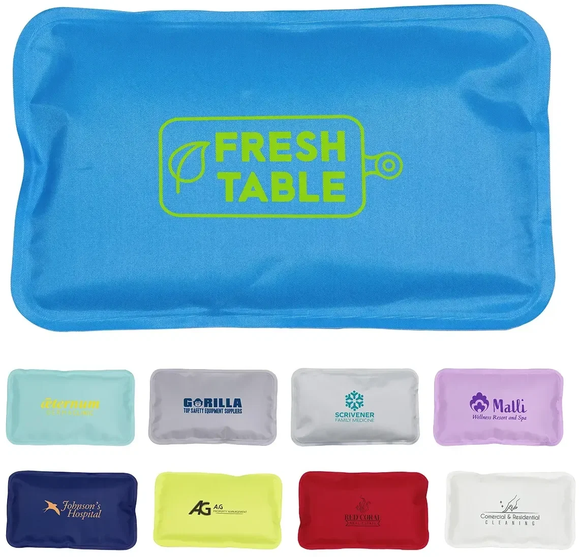 Rectangle Nylon-Covered Hot/Cold Pack, custom branded gel therapy pack, front hero view