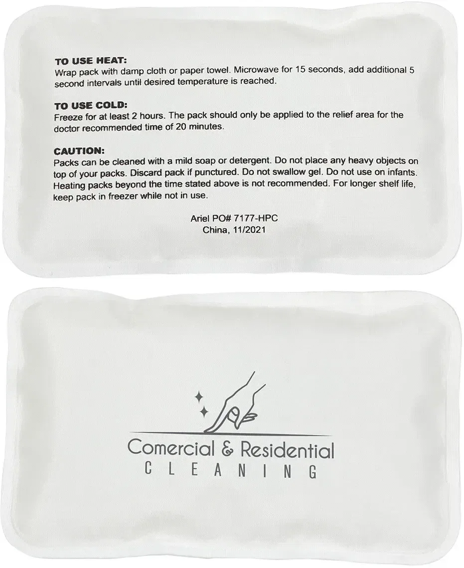 Branded Rectangle Hot/Cold Pack back view showing soft nylon cover