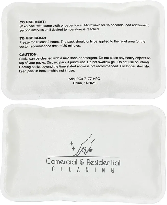 Branded Rectangle Hot/Cold Pack back view showing soft nylon cover