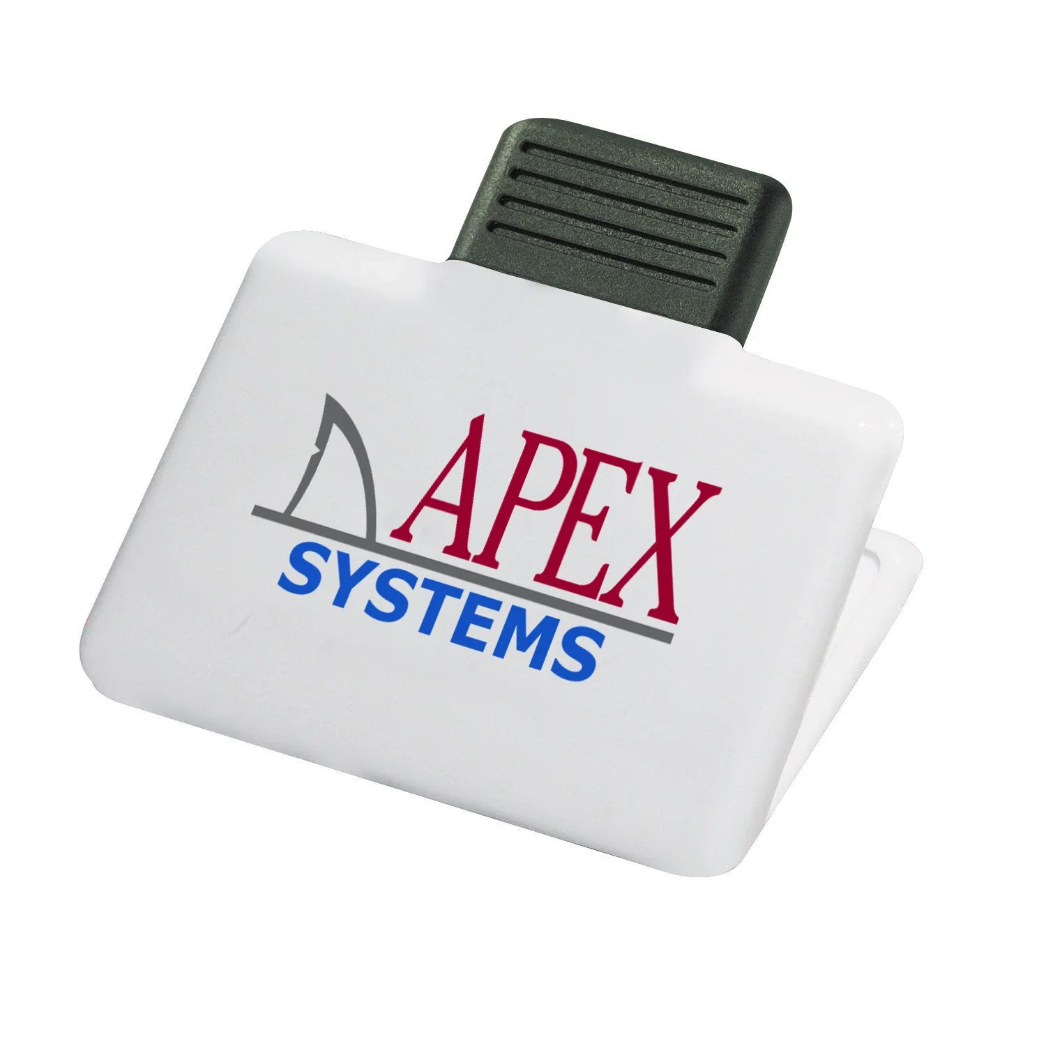 Imprinted Rectangle Power Clip — White — view 2