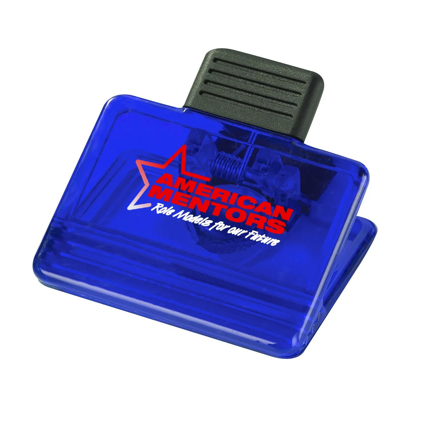 Imprinted Rectangle Power Clip — Translucent Blue — view 3