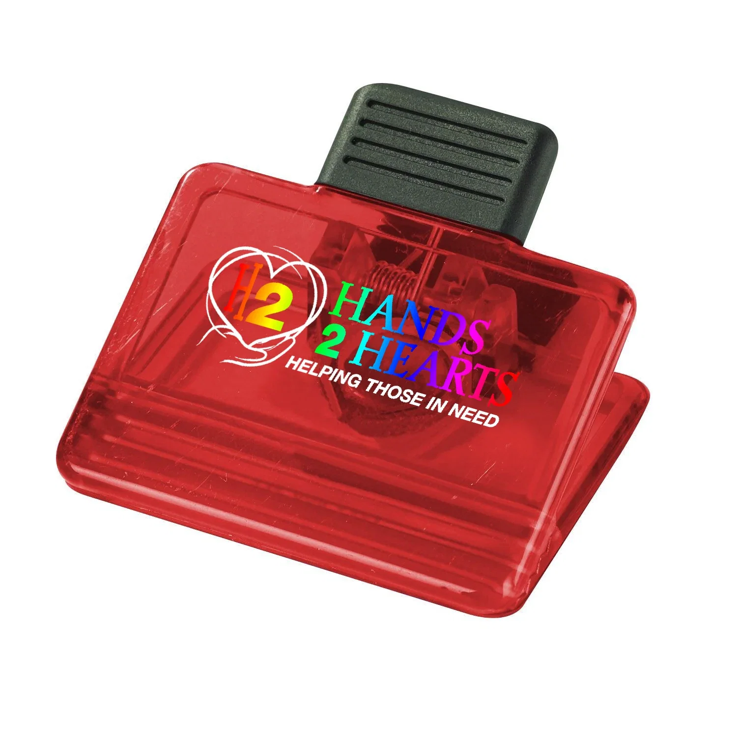 Imprinted Rectangle Power Clip — Translucent Red — view 4