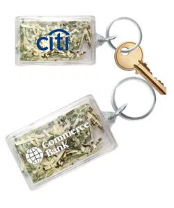 Rectangle Shaped Key Tag with Genuine US Currency Fill