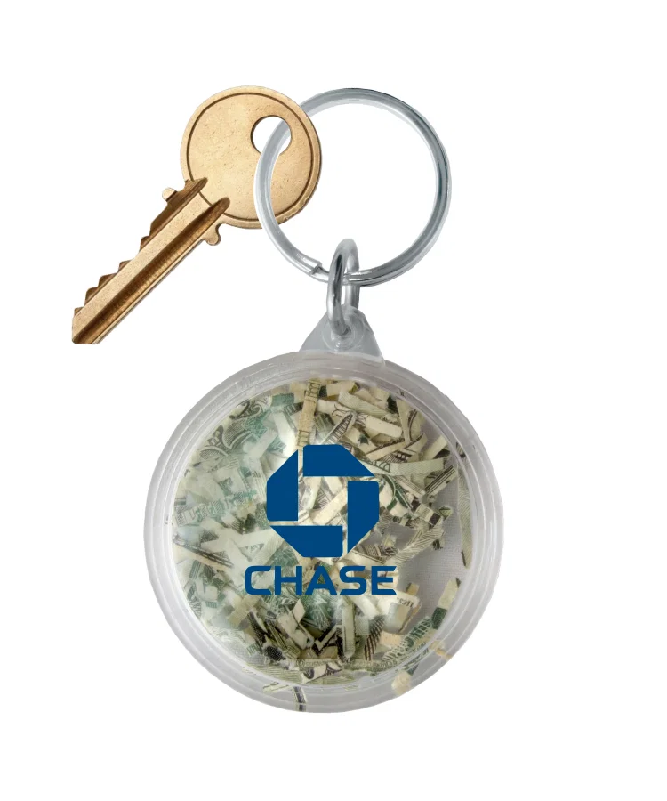 Rectangle Shaped Key Tag with Genuine US Currency Fill — view 3