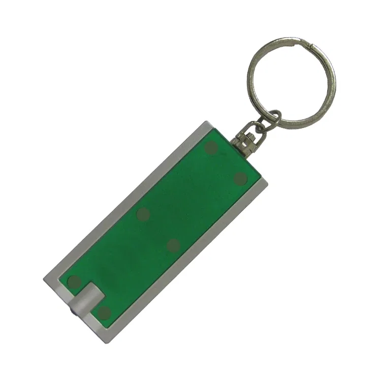 Rectangular Split-Ring LED Keychain Light. LED split-ring keychain light with a focused beam for finding keys in the dark, vi