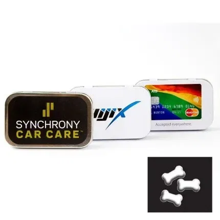 Rectangular Tin with Bone Shaped Mints — view 2