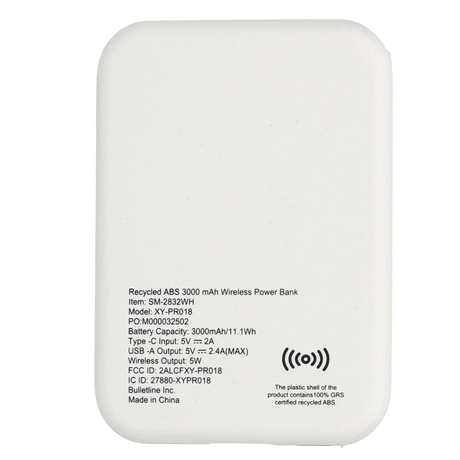 Recycled ABS 3000 mAh Wireless Power Bank — view 17
