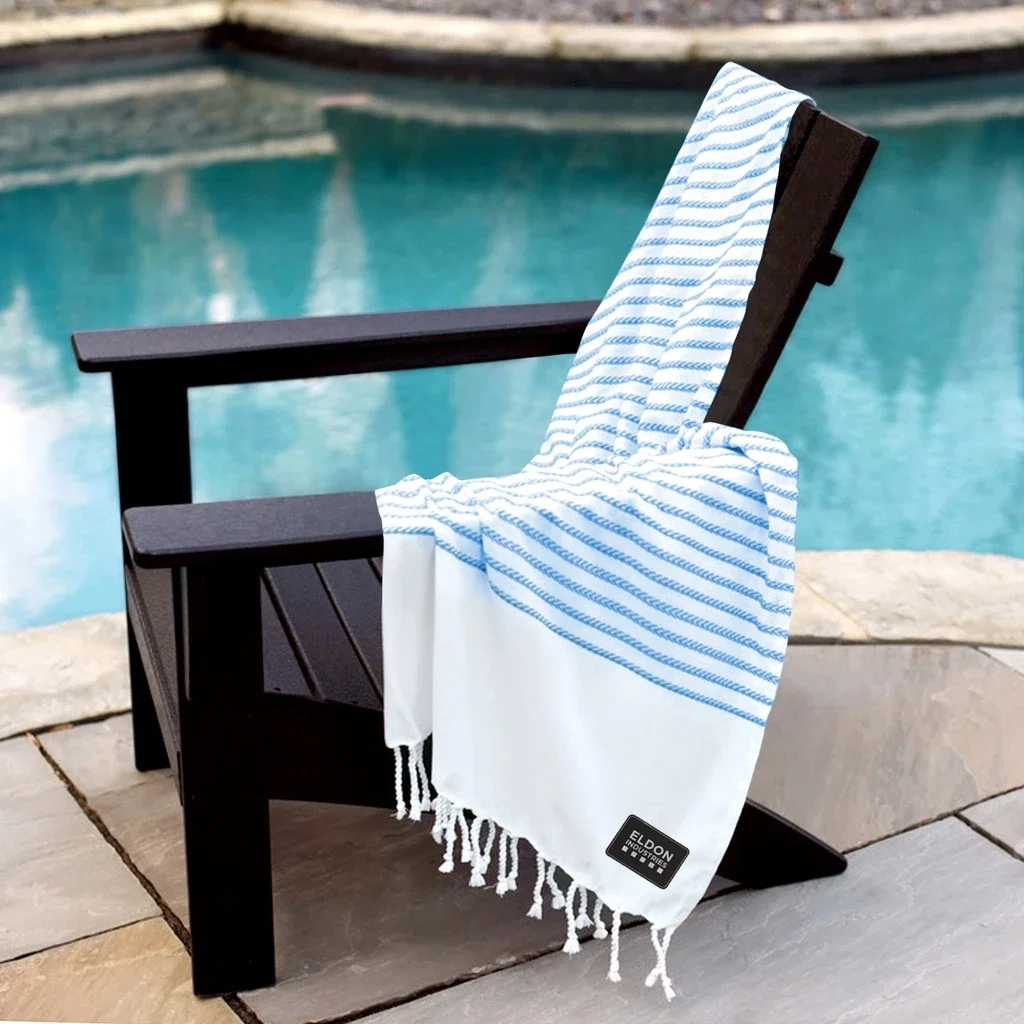 Recycled Beach Blanket — Royal - White Stripes — view 3