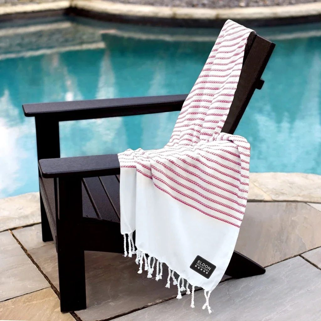 Recycled Beach Blanket — Red - White Stripes — view 4