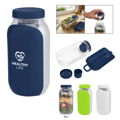 Salad shaker bottle with a clear body, seven inches tall