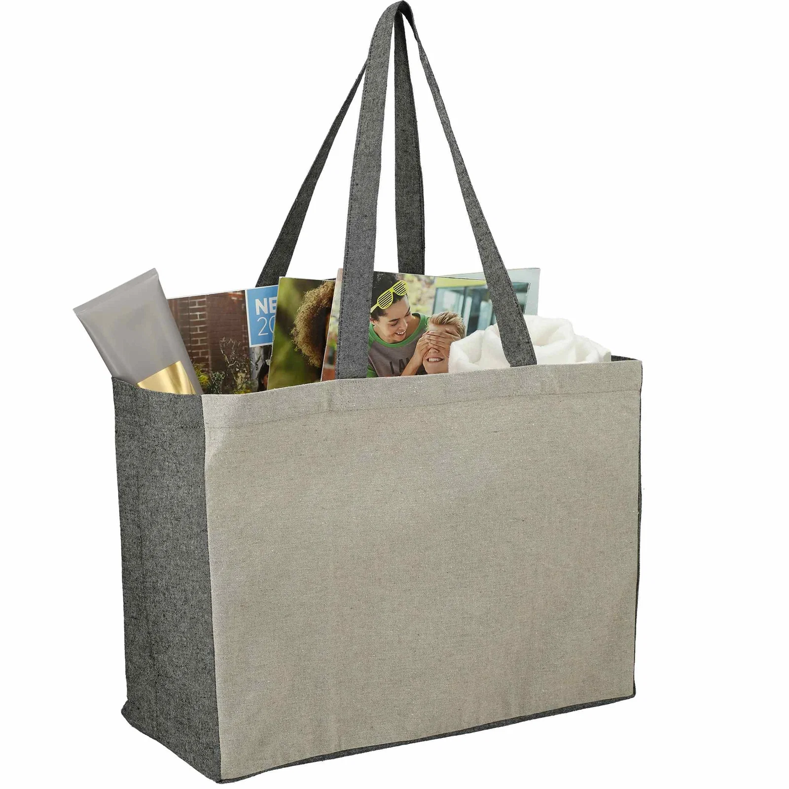 Recycled Cotton Contrast Side Shopper Tote — view 6
