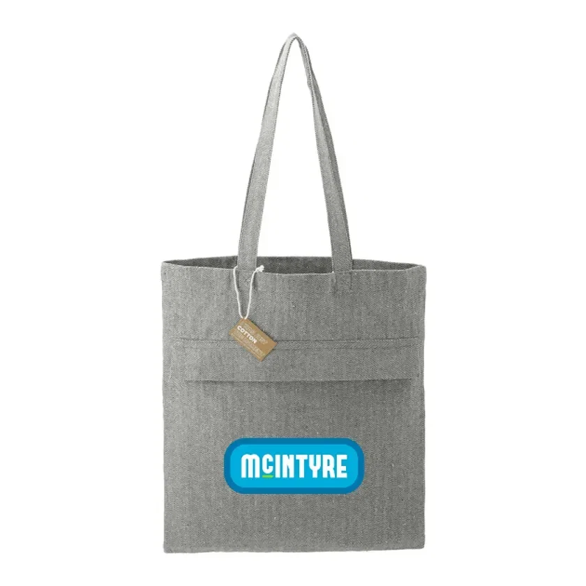 Recycled Cotton Herringbone Tote w/Zip Pocket 7oz