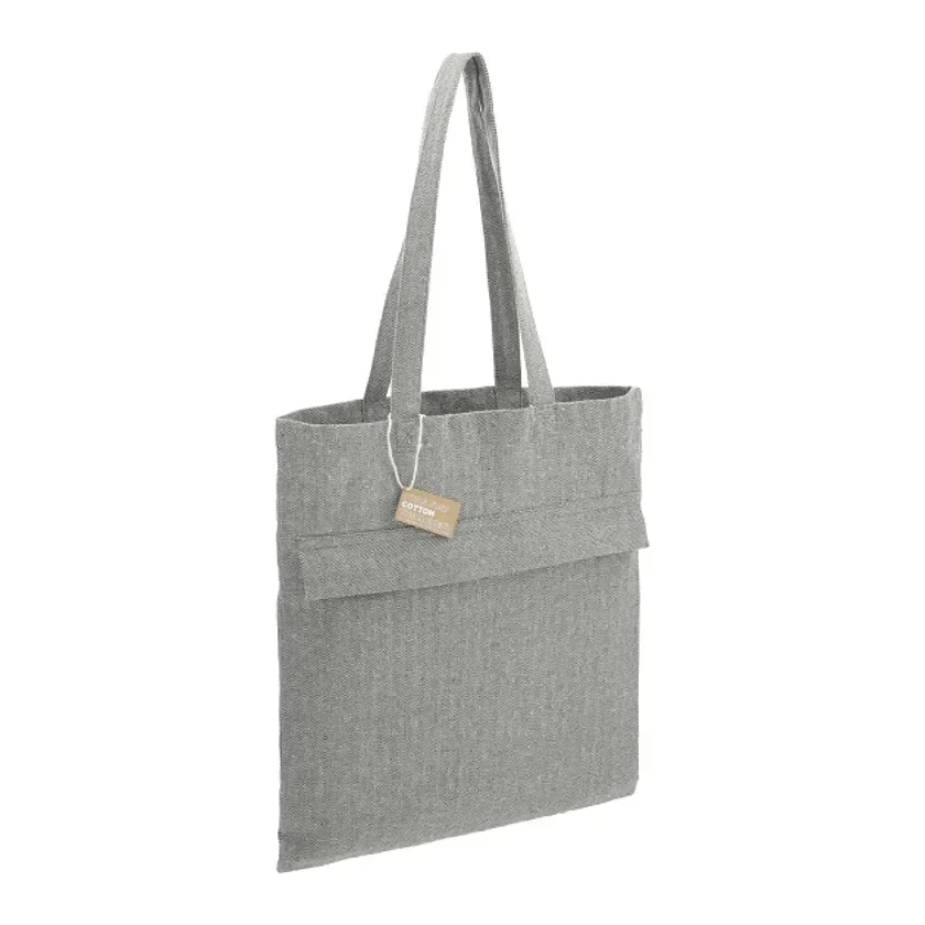 Recycled Cotton Herringbone Tote w/Zip Pocket 7oz — view 3