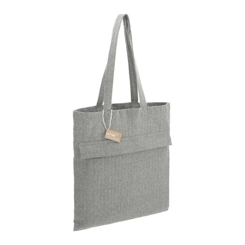 Recycled Cotton Herringbone Tote w/Zip Pocket 7oz — view 3