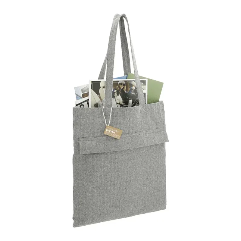 Recycled Cotton Herringbone Tote w/Zip Pocket 7oz — view 4
