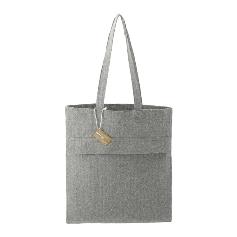 Recycled Cotton Herringbone Tote w/Zip Pocket 7oz — view 5