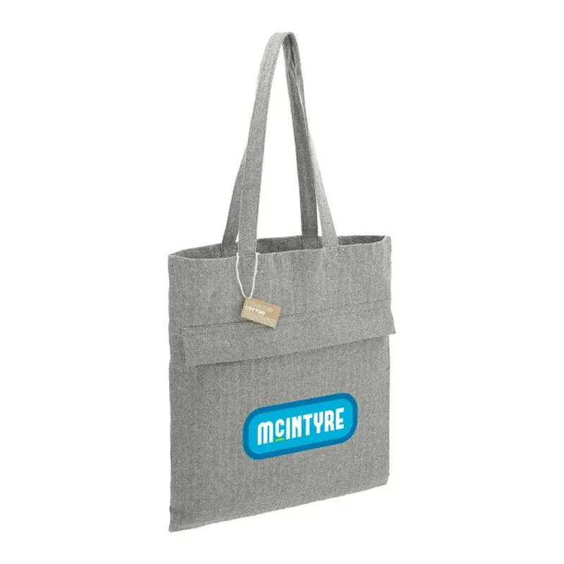 Recycled Cotton Herringbone Tote w/Zip Pocket 7oz — view 6