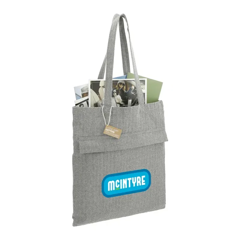 Recycled Cotton Herringbone Tote w/Zip Pocket 7oz — view 7