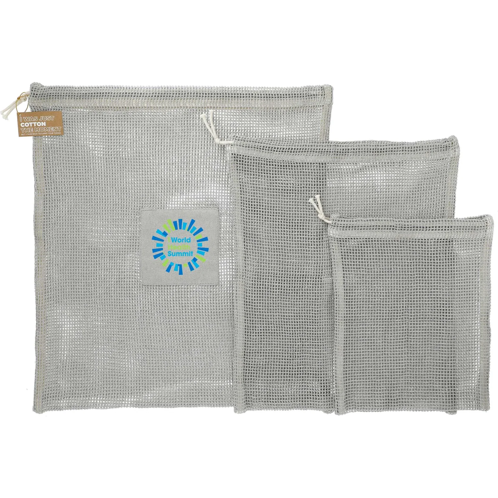 Custom Recycled Cotton Mesh Cinch Pouch Set (3 Piece) — view 5