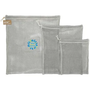 Recycled Cotton Mesh Cinch Pouch Set (3 Piece)