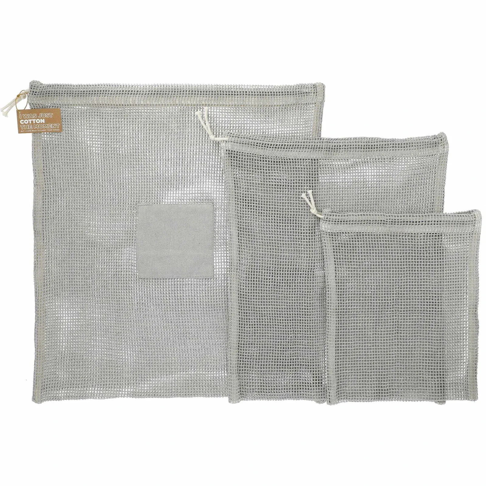 Custom Recycled Cotton Mesh Cinch Pouch Set (3 Piece) — view 7