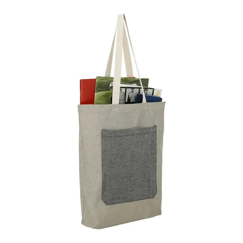 Custom Eco-friendly Recycled Cotton Tote with Pocket — view 3