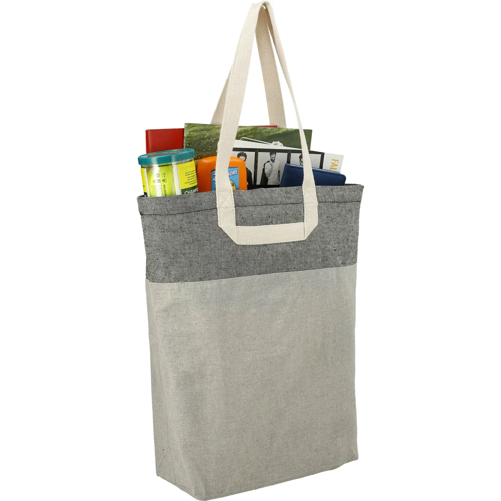 Custom Eco-Friendly Recycled Cotton Book Tote with U-Handle — view 6