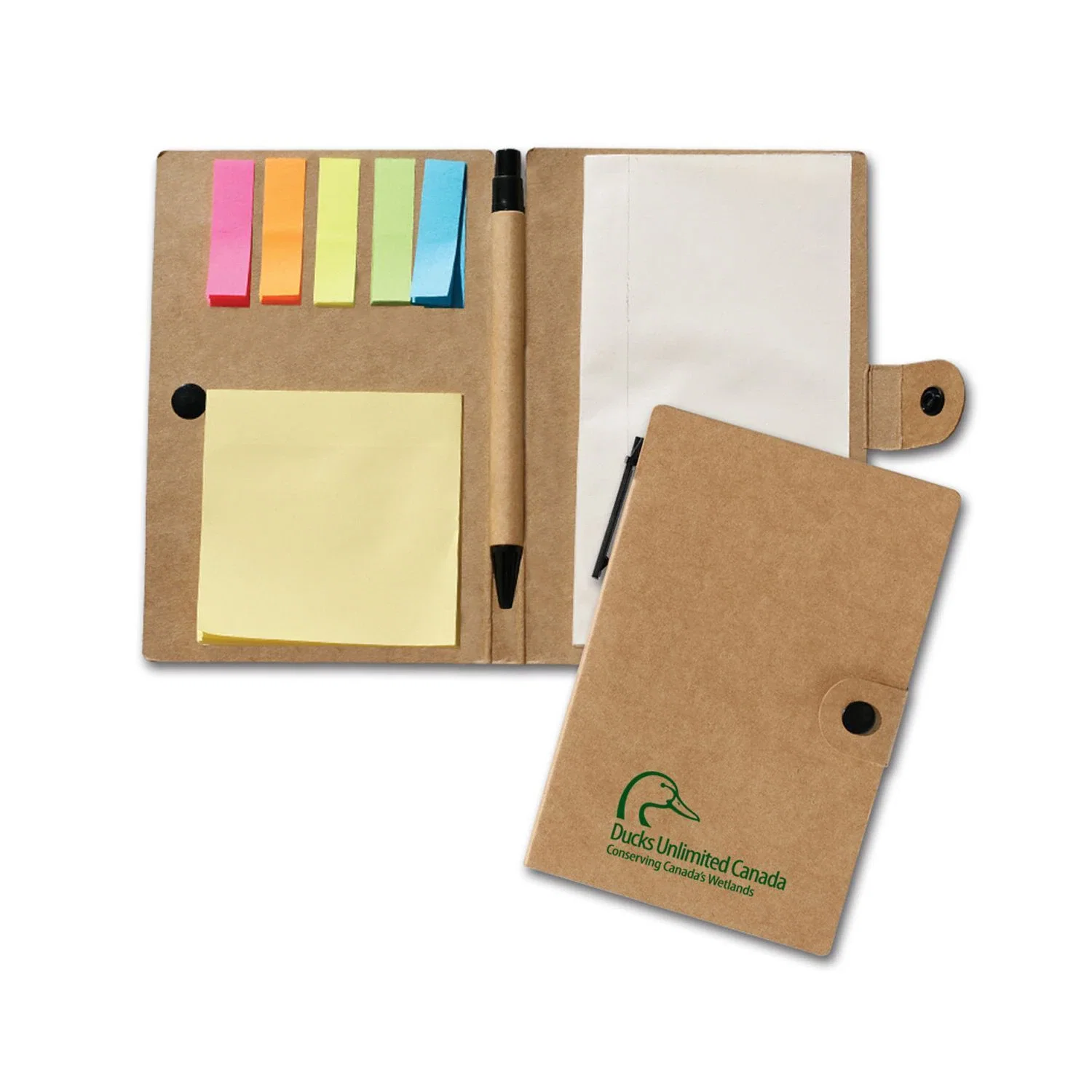 Recycled Jotter W/Post A Note & Flag Set — Brown — view 2