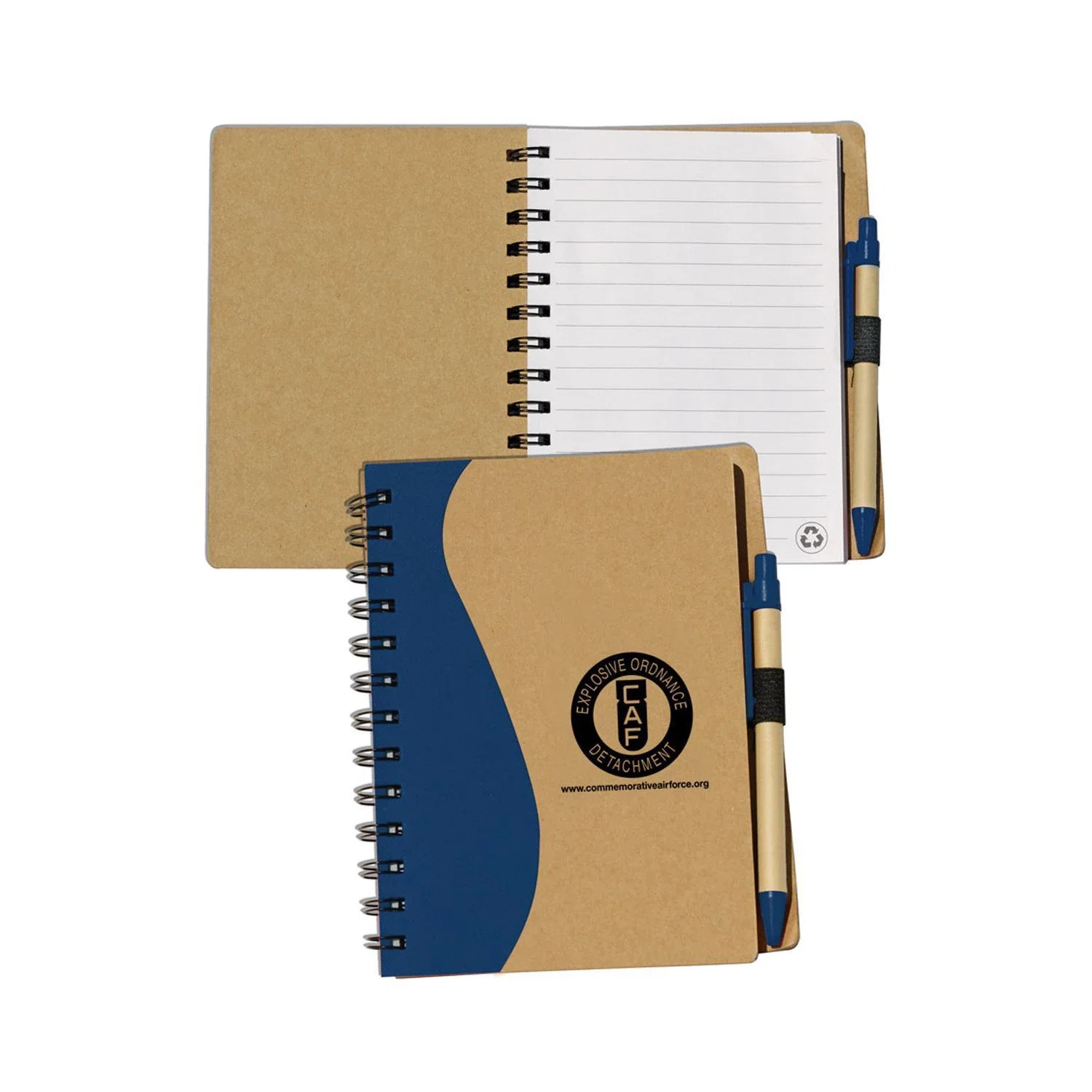 Personalized Recycled Notepad W/Pen — Blue — view 2