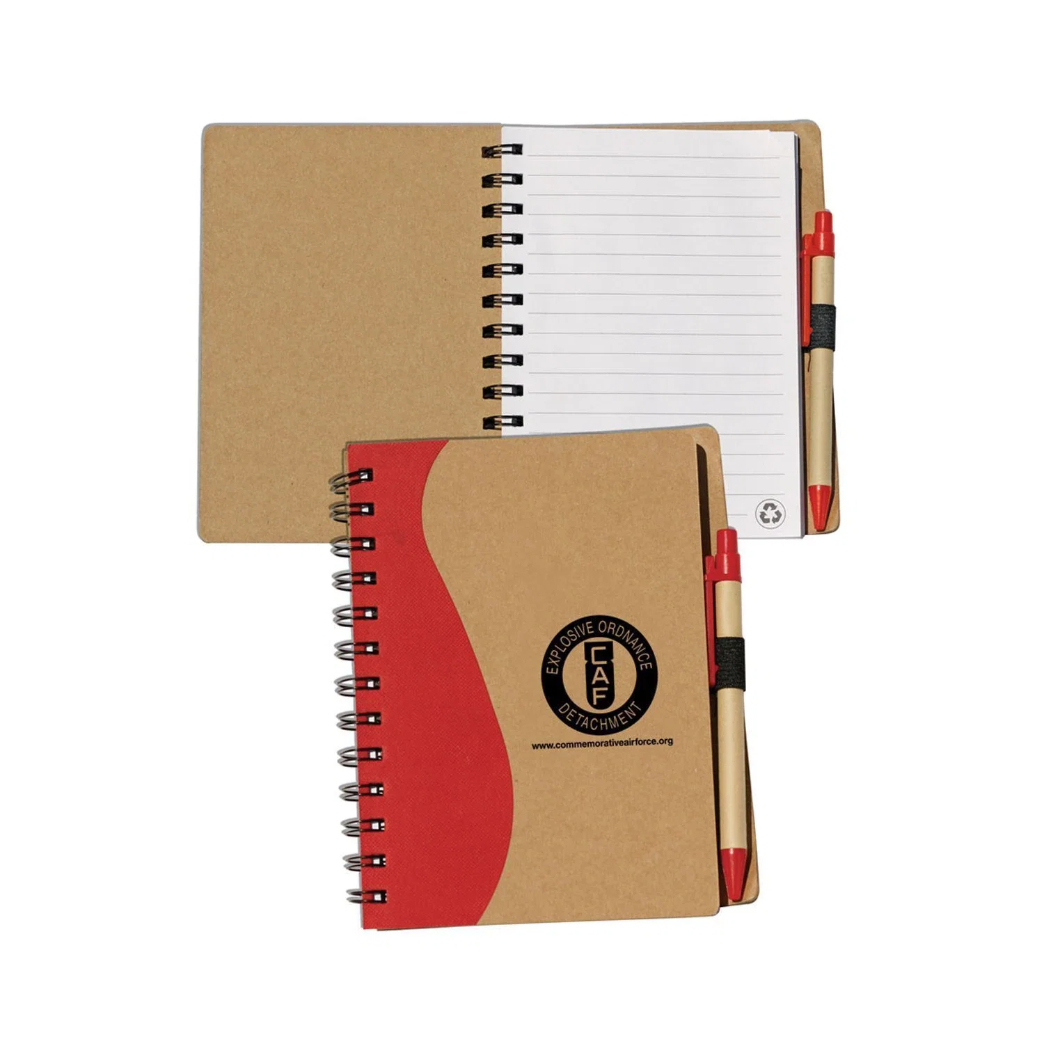 Personalized Recycled Notepad W/Pen — Red — view 3