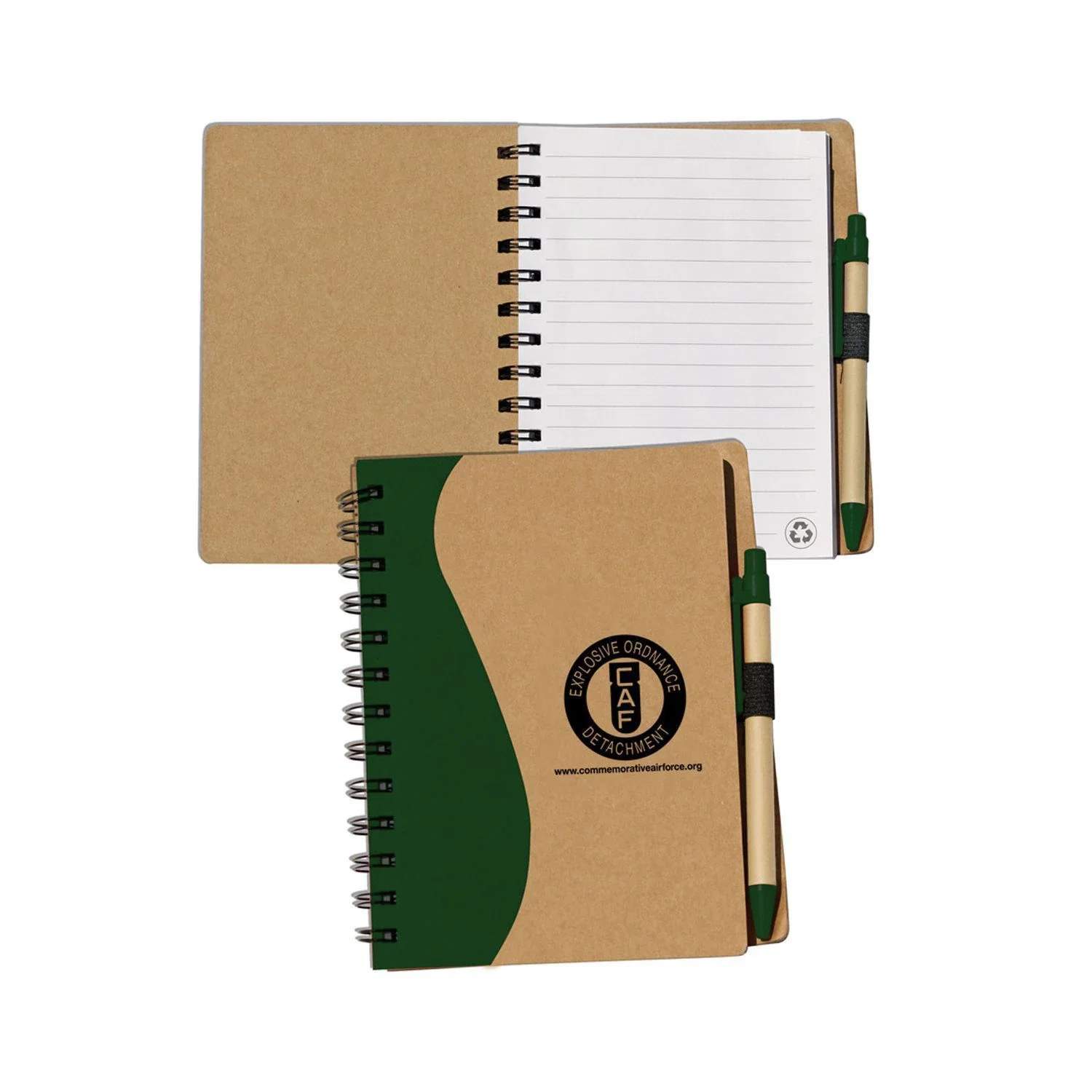 Personalized Recycled Notepad W/Pen — Green — view 4