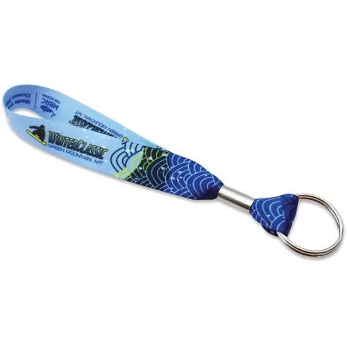 Recycled ocean plastic keychain wristlet, full-color eco wrist strap, primary view