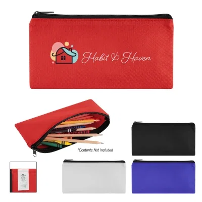 Flat recycled pencil pouch for school and desk supplies