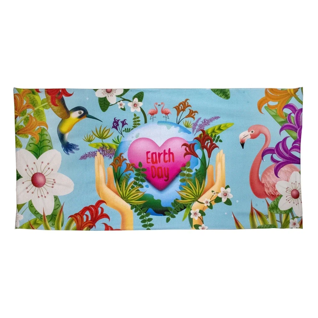 Recycled Polyester Dye Sublimated Beach Towel — Custom — view 2
