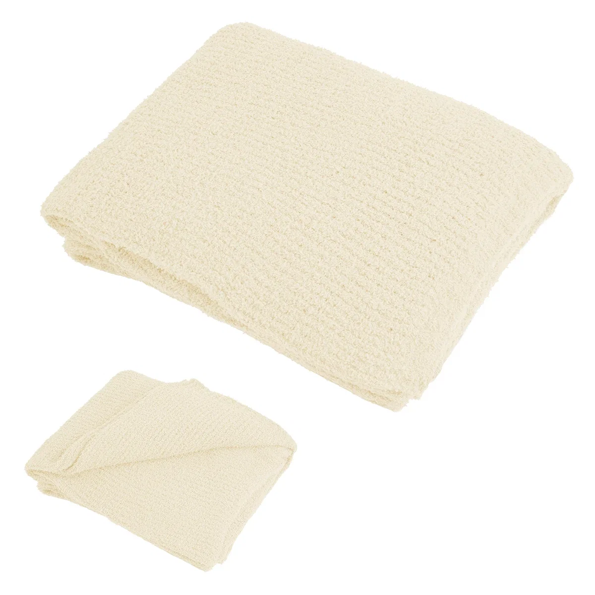 Navy blanket spread out at full size