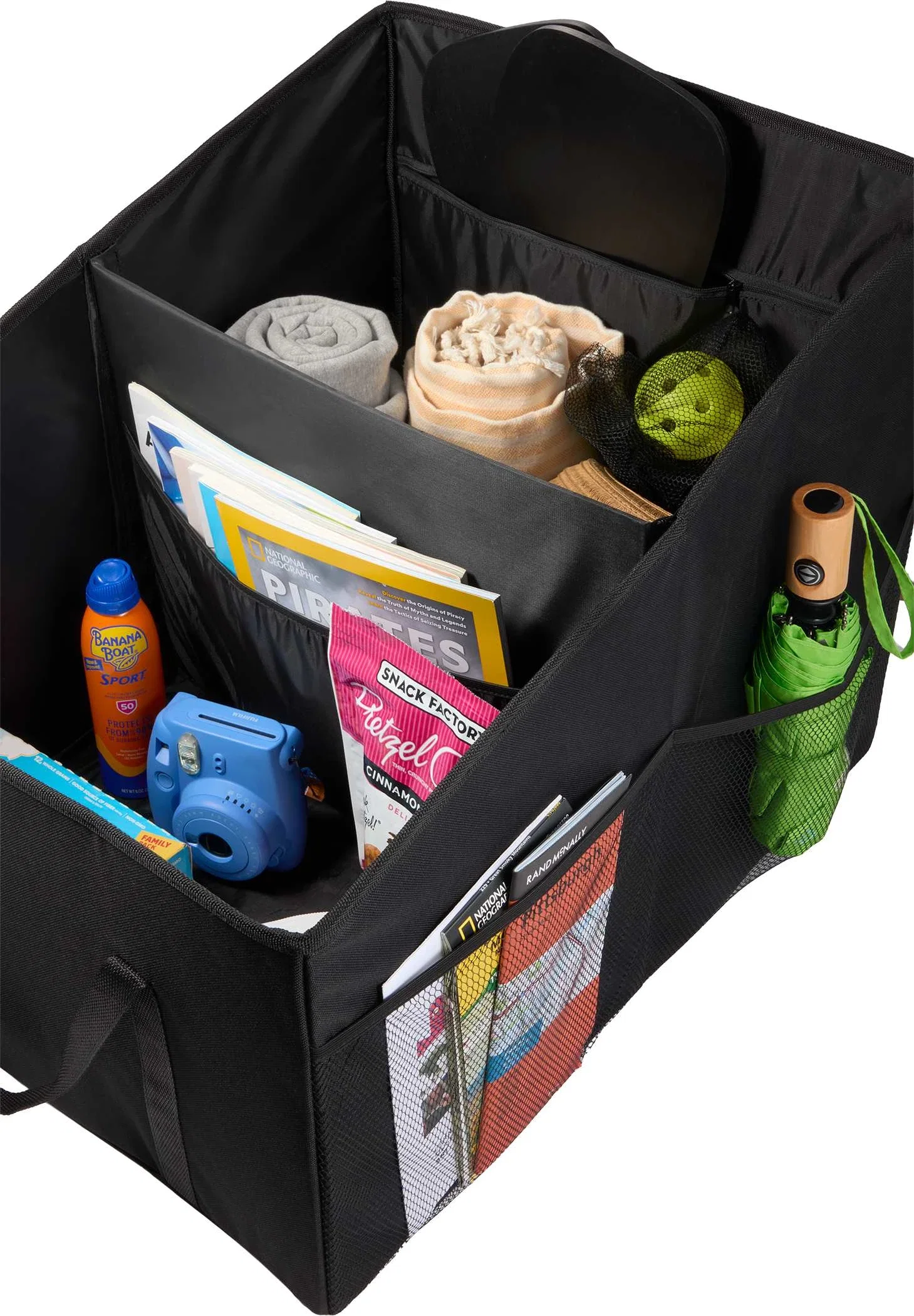 Recycled Trunk Organizer with Divider, Mesh Pockets & Carry Straps — view 2
