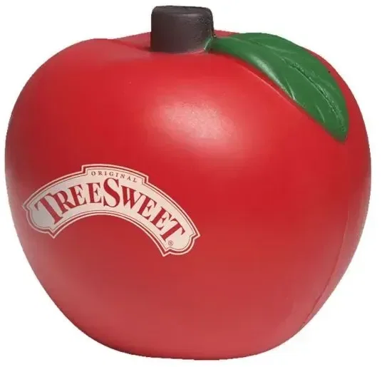 Red Apple Stress Shape With Green Leaves
