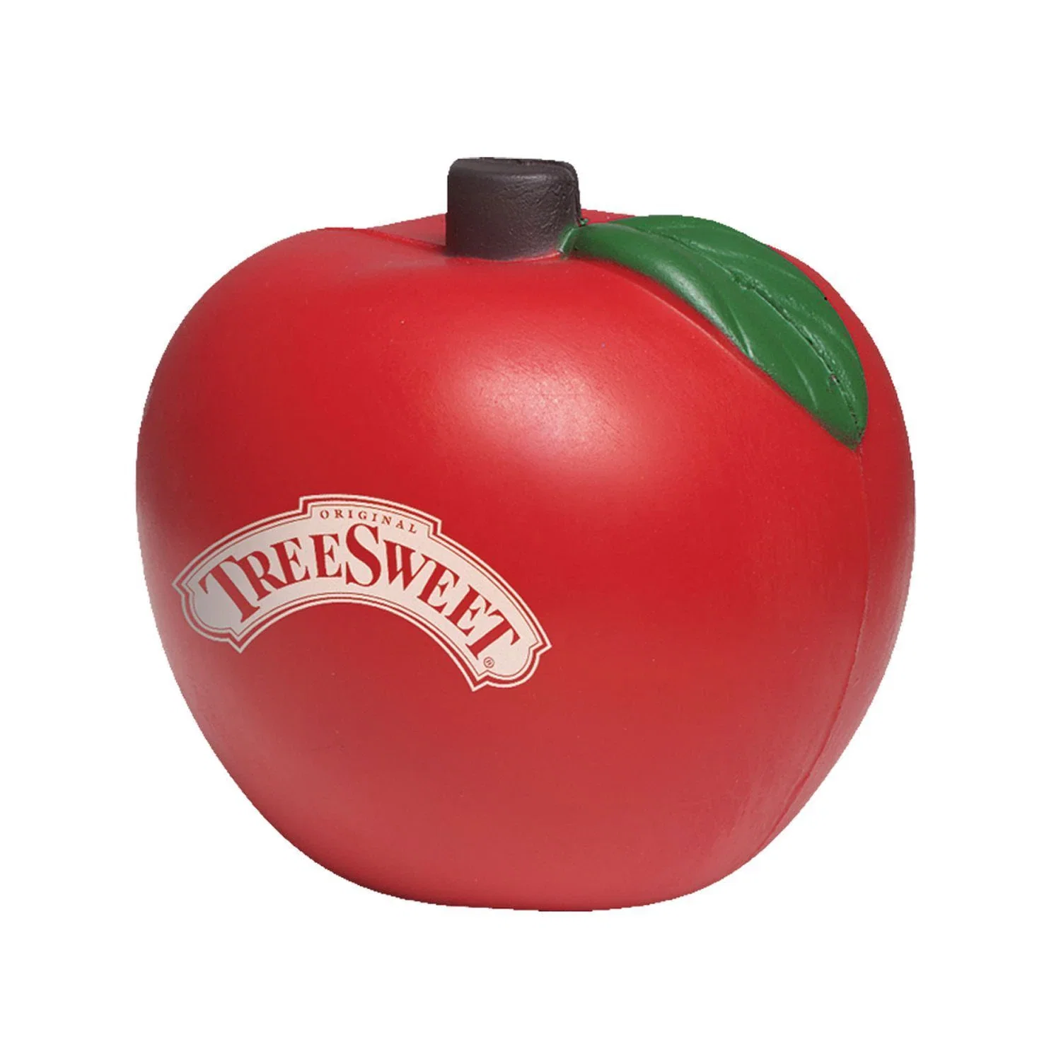 Red Apple Stress Shape With Green Leaves — Red — view 2