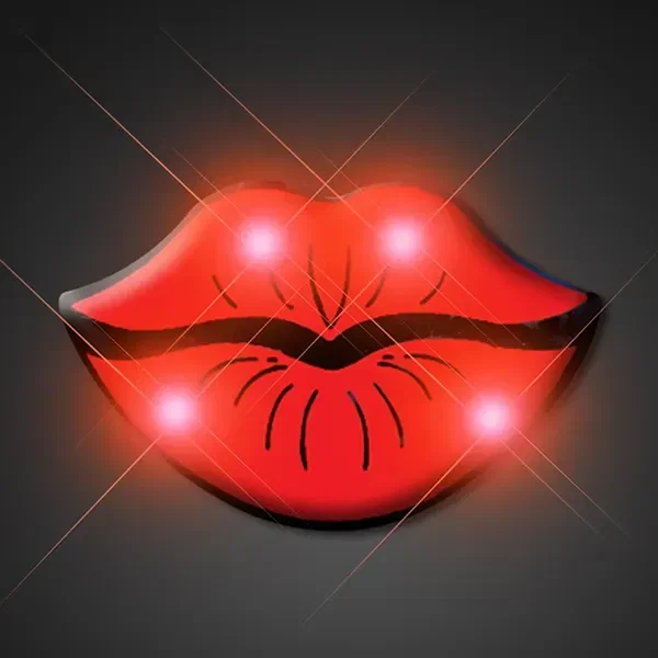 Red Kissing Lips LED Flashing Lapel Pin — view 4