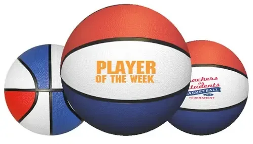 Full-Size Red/White/Blue Rubber Basketball (29½") — view 3
