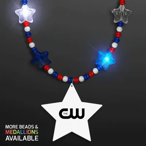 Red White & Blue Light Up Star Beads with Star Medallions