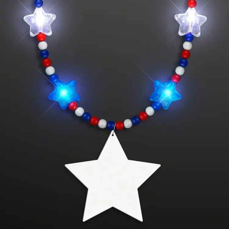 Red White & Blue Light Up Star Beads with Star Medallions — view 3