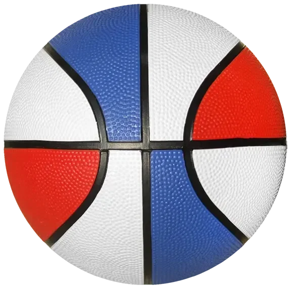 Mid-Size Red/White/Blue Rubber Basketball (7") — view 4