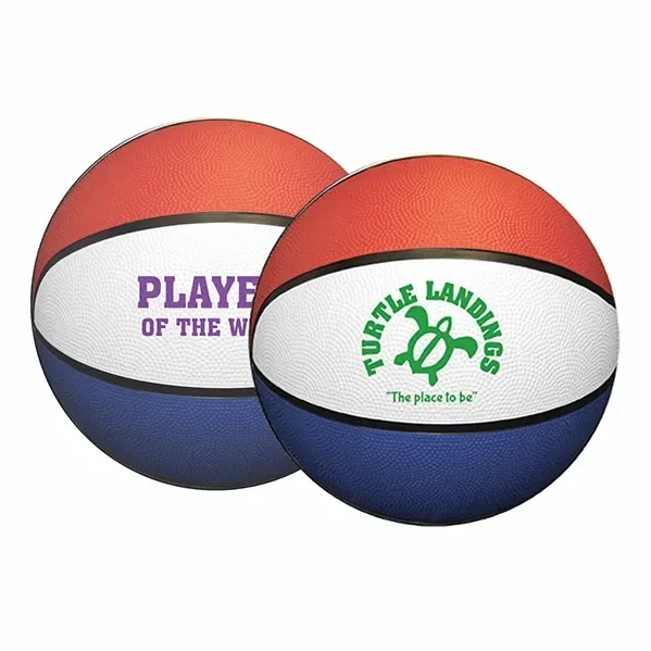 Mid-Size Red/White/Blue Rubber Basketball (7") — view 5
